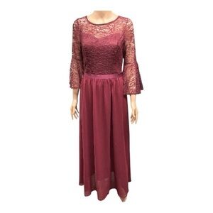 Wedtrend - NWT -  Long Sleeve Lace Dress in Burgundy